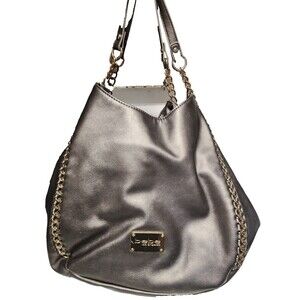 BEBE Collette Triple Entry Hobo Bag Pewter